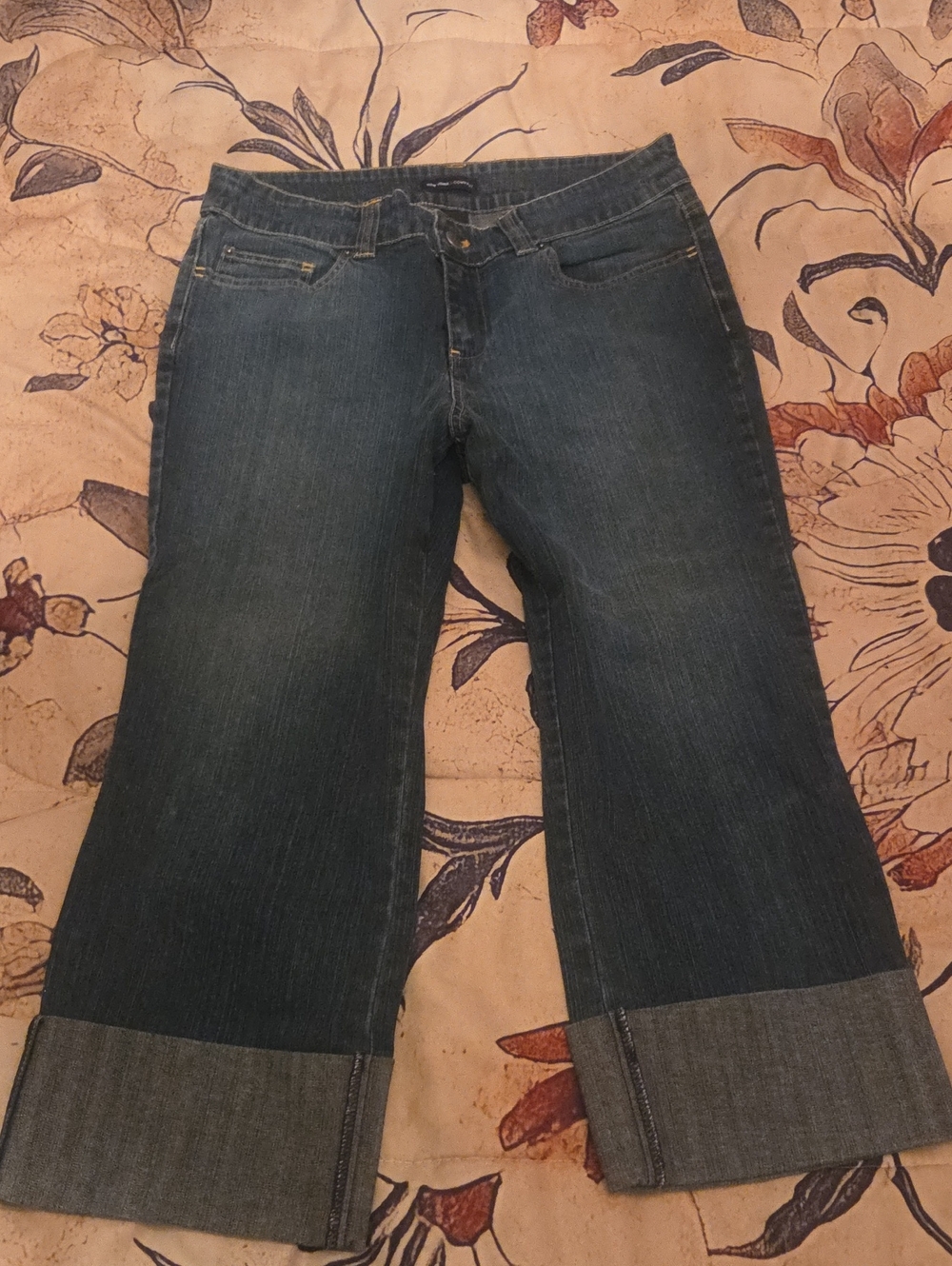 New York & Company Dark Indigo Cuffed Cropped Jeans